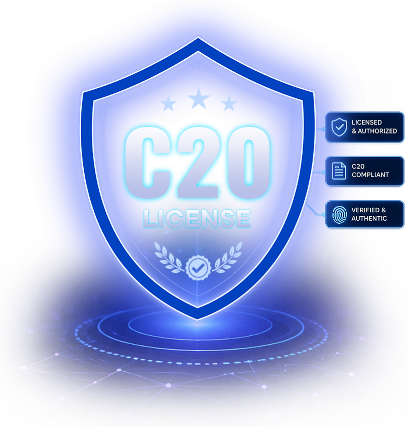 C20 License shield icon for AI data validation